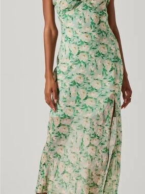 Astr Mint Green Floral Slip Dress